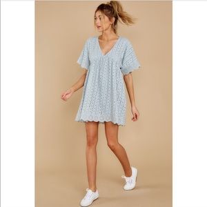 Baby blue eyelet ruffle romper